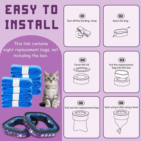 أكياس إعادة تعبئة فضلات القطط بطول 26.2 قدمًا متوافقة مع Litter Genie Plus/Standard/Style/Pet Pail، طول إضافي 80% ومدة استخدام 32 شهرًا، عبوات فضلات فائقة التحكم في الرائحة، 8 عبوات (الخرطوشة غير متضمنة) in Kuwait