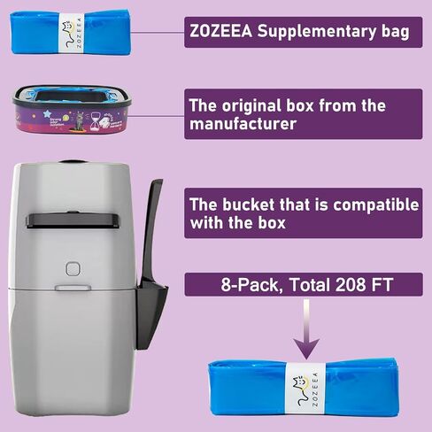 أكياس إعادة تعبئة فضلات القطط بطول 26.2 قدمًا متوافقة مع Litter Genie Plus/Standard/Style/Pet Pail، طول إضافي 80% ومدة استخدام 32 شهرًا، عبوات فضلات فائقة التحكم في الرائحة، 8 عبوات (الخرطوشة غير متضمنة) in Kuwait