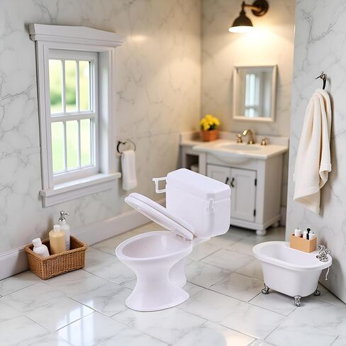 1:12 Scale White Plastic Miniature Toilet Model - Realistic Dollhouse Bathroom Accessories for DIY Mini House Decor, Mini Toilet Furniture for Architecture Models and Craft Projects in Saudi Arabia