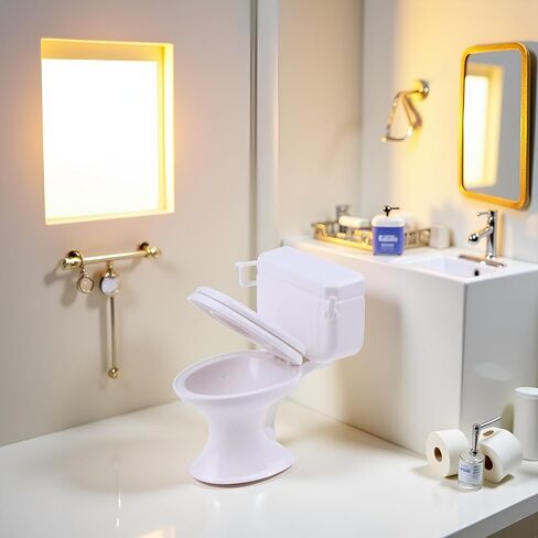 1:12 Scale White Plastic Miniature Toilet Model - Realistic Dollhouse Bathroom Accessories for DIY Mini House Decor, Mini Toilet Furniture for Architecture Models and Craft Projects in Saudi Arabia