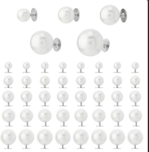 SUPERFINDINGS 100 قطعة 5 مقاسات من أزرار بروش اللؤلؤ ومسامير اللؤلؤ بدون أزرار خياطة من اللؤلؤ الصناعي وأزرار مسامير لولبية قابلة للإزالة وقابلة لإعادة الاستخدام ودبابيس اللؤلؤ لمعطف الفستان ومحفظة وحقائب قبعة وأحذية جلدية، أبيض in Saudi Arabia