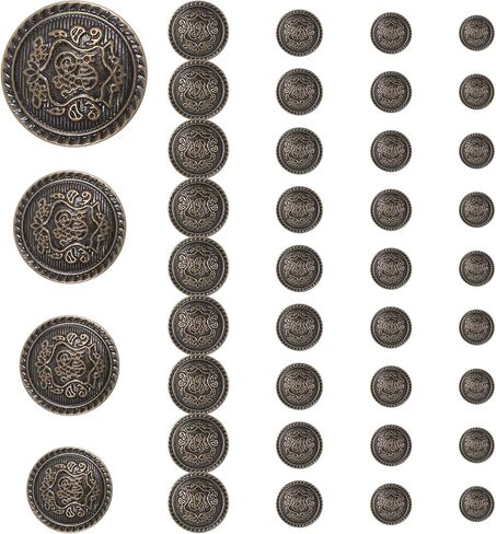 40 Pcs Bronze Blazer Buttons, 4 Sizes Vintage Metal Buttons, Clothing Tailor Replacement Buttos for Women Sewing, Suits, Denim Jackets, Sport Coats, Sweaters(Bronze) in Saudi Arabia