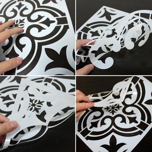 DaKuan Mandala Stencil Set of 7 – Reusable Tile Painting Stencils for Wall, Floor & DIY Crafts – Includes Wooden Stencil Brush with Bristles (12 x 12 Inch) in Saudi Arabia