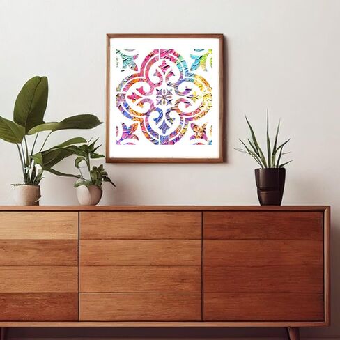 DaKuan Mandala Stencil Set of 7 – Reusable Tile Painting Stencils for Wall, Floor & DIY Crafts – Includes Wooden Stencil Brush with Bristles (12 x 12 Inch) in Saudi Arabia