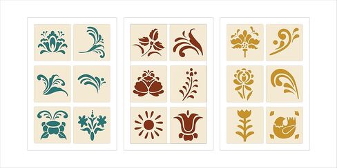 Rosemaling Stencil Set of 18 – Sets #5#6 and #7 - Offered at a 20% Discount! Reusable Scandinavian Folk Art Templates for Painting, DIY Crafts & Home Decor – The Artful Stencil in Saudi Arabia