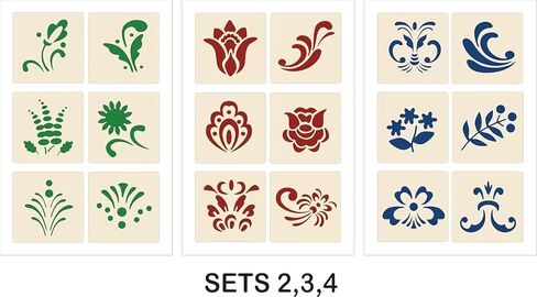 Rosemaling Stencil Set of 18 – Sets #5#6 and #7 - Offered at a 20% Discount! Reusable Scandinavian Folk Art Templates for Painting, DIY Crafts & Home Decor – The Artful Stencil in Saudi Arabia