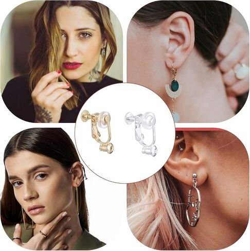 16 Pieces Clip on Earring Converter Earring Converters Pierced to Clip Pierced Earring-Backs for Posts Womens Clips on Earrings Non Pierced8 PCS Comfort Pads for Non-pierced Ears Comfort Earrings Pads in Saudi Arabia