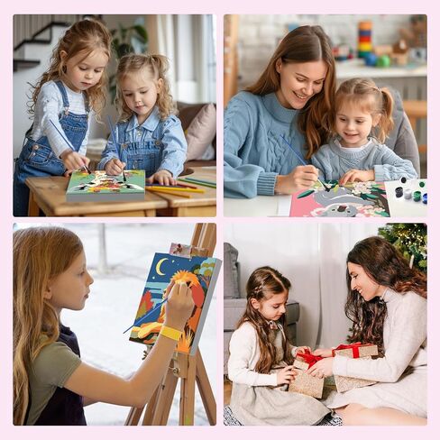 MXJSUA 4 Pack Animals Framed Canvas Paint by Numbers for Kids Adults, Koala Lion Horse Giraffe Paint by Numbers Kit for Children Beginners, Acrylic Painting Craft Kits for Home Wall Decor, 8x8 inch in Saudi Arabia