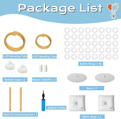 طقم حامل قوس البالون - شكل منحني حر 8.2 قدم و4.9 قدم حامل عمود بالون نصف قوس مع زخرفة خلفية أساسية لحفلات الزفاف، وأعياد الميلاد، وحفلات استقبال المولود الجديد، وديكورات الهالوين in Kuwait