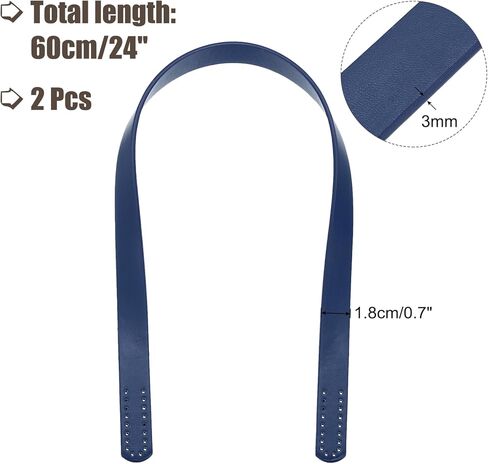 Generic 2pcs 24 Inch (60cm) Leather Purses Straps Handbag Belt Band Bag Handles for Purse Wallet Tote Making, Navy Blue in Saudi Arabia