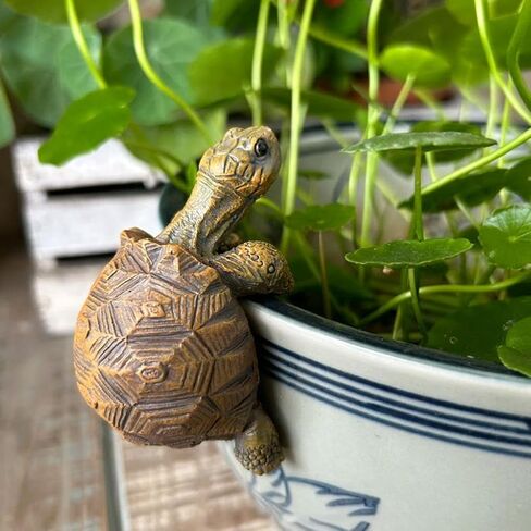 Resin Turtle Planter Hanger,Fun Garden Ornament,Cute Climbing Tortoise Flower Pot Hanger Figurines PlanterPot,for Bonsai Aquariums,Planter Edge Craft Decor,Creative Gift for Plant Parents in Saudi Arabia