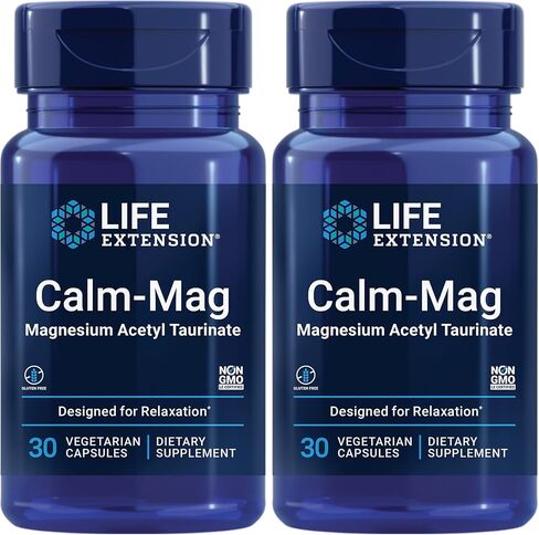 Life Extension Calm-Mag - شكل متوافر بيولوجيًا من مكمل المغنيسيوم أسيتيل تورينات للاسترخاء وإدارة الإجهاد - خالي من الغلوتين، غير معدل وراثيًا، نباتي - 30 كبسولة in Saudi Arabia
