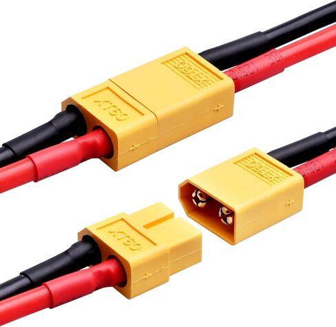 Hobbypark XT60 موصلات مقابس ذكر وأنثى مع 14AWG 14 مقياس سيليكون مع أشرطة بطارية RC كابل بطارية ليبو للسيارات RC كوادكوبتر والطائرات والقوارب (4 قطع) in Saudi Arabia