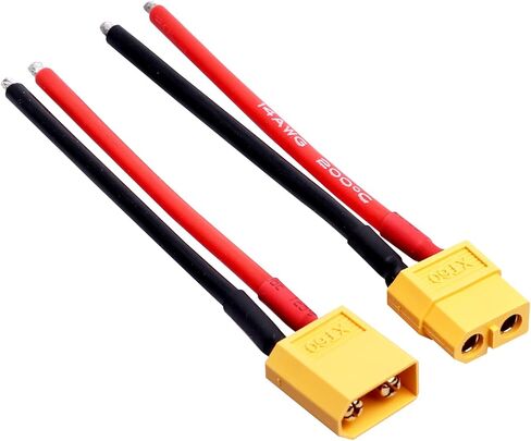 Hobbypark XT60 موصلات مقابس ذكر وأنثى مع 14AWG 14 مقياس سيليكون مع أشرطة بطارية RC كابل بطارية ليبو للسيارات RC كوادكوبتر والطائرات والقوارب (4 قطع) in Saudi Arabia