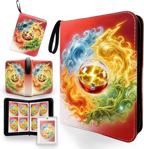 4 Pocket Trading Card Binder with 50 Removable Pages, Holds 400 Standard Cards, Secure Zipper Closure & PU Leather Cover for Collectible Games, Sports,TCG in Saudi Arabia