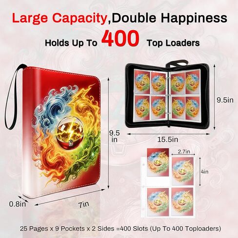 4 Pocket Trading Card Binder with 50 Removable Pages, Holds 400 Standard Cards, Secure Zipper Closure & PU Leather Cover for Collectible Games, Sports,TCG in Saudi Arabia
