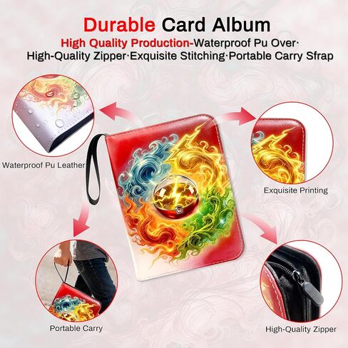 4 Pocket Trading Card Binder with 50 Removable Pages, Holds 400 Standard Cards, Secure Zipper Closure & PU Leather Cover for Collectible Games, Sports,TCG in Saudi Arabia