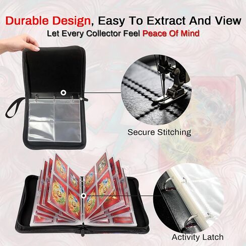 4 Pocket Trading Card Binder with 50 Removable Pages, Holds 400 Standard Cards, Secure Zipper Closure & PU Leather Cover for Collectible Games, Sports,TCG in Saudi Arabia