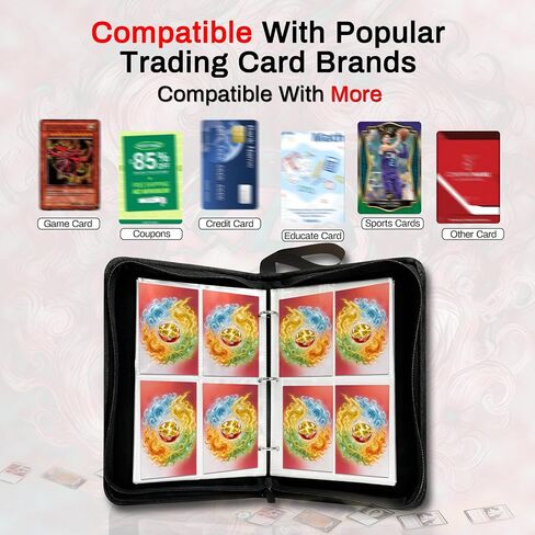 4 Pocket Trading Card Binder with 50 Removable Pages, Holds 400 Standard Cards, Secure Zipper Closure & PU Leather Cover for Collectible Games, Sports,TCG in Saudi Arabia