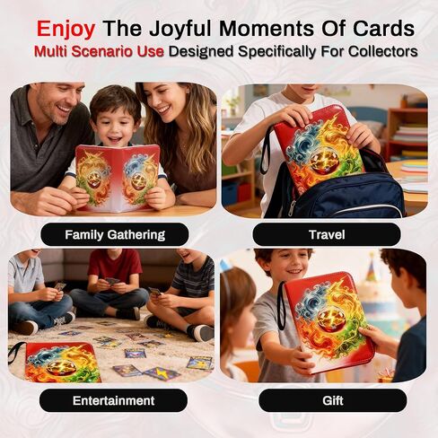 4 Pocket Trading Card Binder with 50 Removable Pages, Holds 400 Standard Cards, Secure Zipper Closure & PU Leather Cover for Collectible Games, Sports,TCG in Saudi Arabia