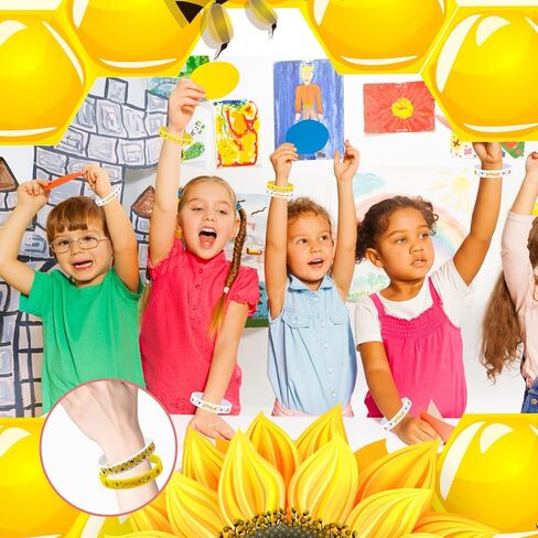 Lesnala 48 Pcs Bee silicone bracelets 4 Styles Honeybee rubber wristbands Bee themed elastic bracelet for World Bee Day Party Favors Classroom Decorations Birthday Present Supplies in Saudi Arabia