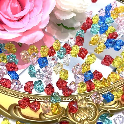 Acrylic Crushed Crystal Ice Rocks, 500PCS Fake Crystals Plastic Ice Cubes Diamonds Gems for Vase Fillers, Home Decoration, Table Scatter, Event, Wedding, Birthday, Arts & Crafts (Multicolor) in Saudi Arabia