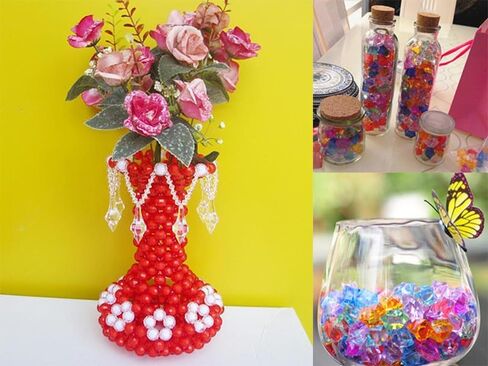 Acrylic Crushed Crystal Ice Rocks, 500PCS Fake Crystals Plastic Ice Cubes Diamonds Gems for Vase Fillers, Home Decoration, Table Scatter, Event, Wedding, Birthday, Arts & Crafts (Multicolor) in Saudi Arabia