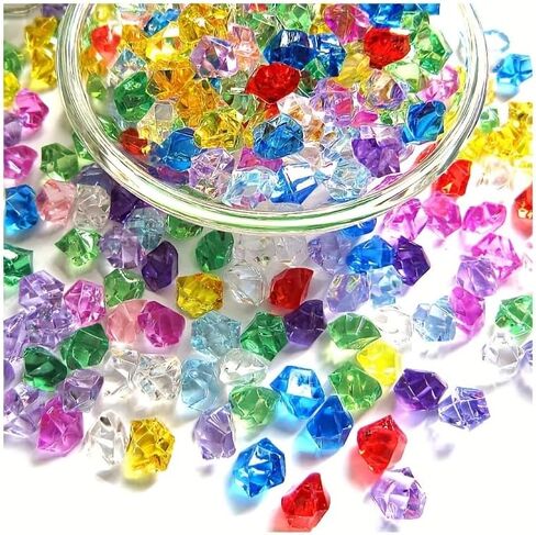 Acrylic Crushed Crystal Ice Rocks, 500PCS Fake Crystals Plastic Ice Cubes Diamonds Gems for Vase Fillers, Home Decoration, Table Scatter, Event, Wedding, Birthday, Arts & Crafts (Multicolor) in Saudi Arabia