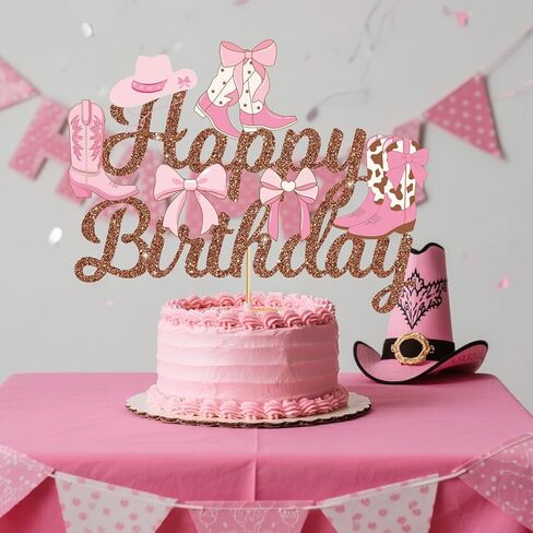 Cowgirl Cake Topper - Western Cowgirl Cake Decorations Boots and Bows Party Decorations Rodeo Cake Topper for Wild West Baby Shower Supplies in Saudi Arabia