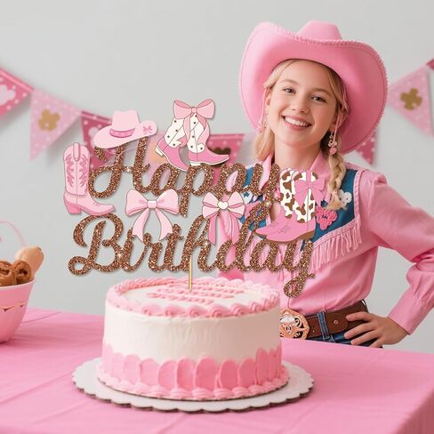 Cowgirl Cake Topper - Western Cowgirl Cake Decorations Boots and Bows Party Decorations Rodeo Cake Topper for Wild West Baby Shower Supplies in Saudi Arabia