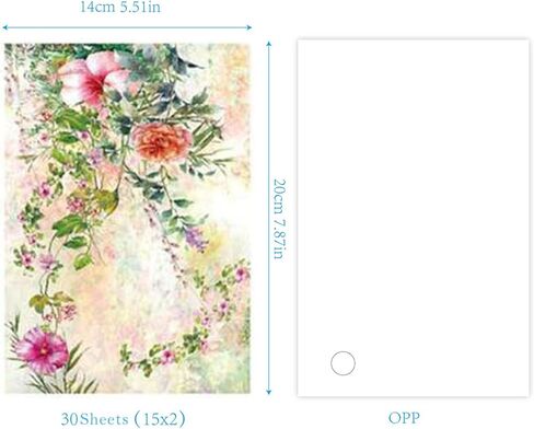 30 Sheets Vintage Floral Scrapbook Paper Pack, 15 Retro Flower/Butterfly Patterns - Decorative Material for Junk Journal, DIY Album & Craft Projects in Saudi Arabia