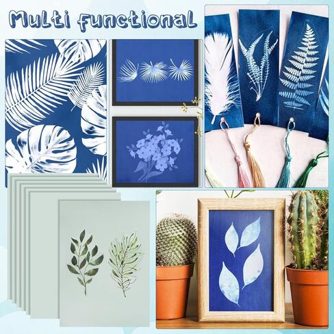 LALAFINA Cyanotype Paper Kit 32 Sheets Sun Print Paper 8.26X5.90In Solar Activated Art Sheets for DIY Crafts Drawing Printmaking Handmade in Saudi Arabia