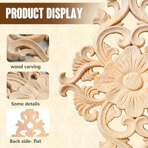 20pcs(4 Pack) Xyloulov Wood Appliques Decorative Carved Onlays, Wooden Carved Appliques DIY Decoration for Furniture, Wood Carving Decals for Wall Cupboard Door Bed Cabinet in Saudi Arabia
