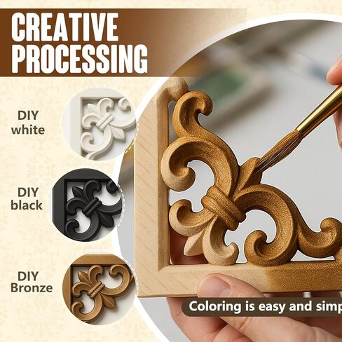 20pcs(4 Pack) Xyloulov Wood Appliques Decorative Carved Onlays, Wooden Carved Appliques DIY Decoration for Furniture, Wood Carving Decals for Wall Cupboard Door Bed Cabinet in Saudi Arabia