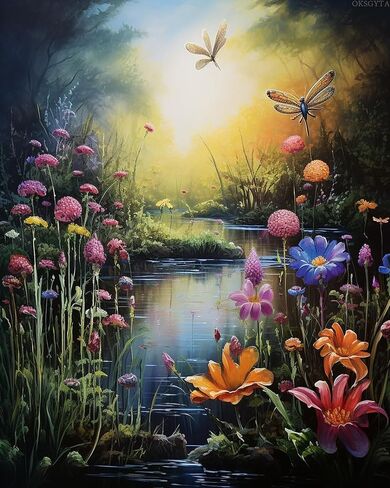 OKSGYTA Paint by Number, Laughing Dragonfly Meadow Processions, Adult Crafts Adults Paint-by-Number Kits, Room Decor Gift for Birthday Festival (16x20 Inch, No Frame) in Saudi Arabia