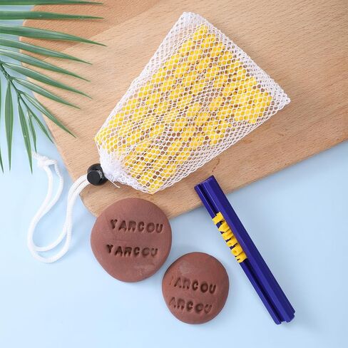 Clay Alphabet Letter Stamps, Small Pottery Stamp for Polymer Clay, Uppercase Alphabet and Numbers Stamps, Mini Fondant Embosser Cookie Cake Stamp DIY Making Tools (72 Characters, 1 Storage Bag) in Saudi Arabia
