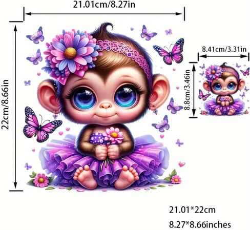 2pcs Butterfly and Monkey Tree Iron On Transfers for T-Shirts Rub on Transfers Stickers Vinyl Ready to Press Stickers Iron on Decals for T-Shirts Clothing Hoodie DIY Crafts in Saudi Arabia