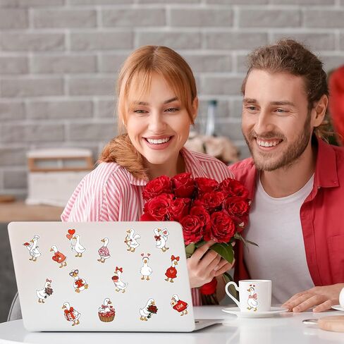 JarThenaAMCS 1000 جهاز كمبيوتر شخصى ملصقات عيد الحب الشارات 16 أنماط الكرتون سخيفة أوزة الزخرفية ملصقات الملصقات لسجل القصاصات المغلف الأختام زجاجة ماء كوب كمبيوتر محمول هدية ديكور حزب صالح in Saudi Arabia