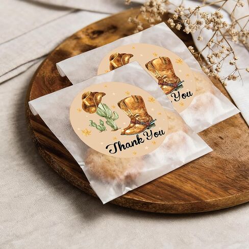 100pcs Western Cowboy Thank You Stickers Brown Wild West Rodeo,Howdy Western Thank You for Celebrating with us Howdy Party Decorations.2inches in Saudi Arabia