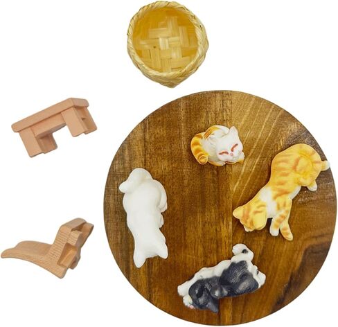 7PCS Cat Resin Figurines, Cat Table Chair Basket Miniature Figurines, Animals Accessories for Doll House Decor Micro Garden Landscape Party Supplies Cake Toppers Plant Automobile Decoration in Kuwait