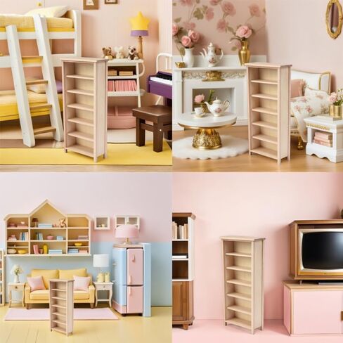DOITOOL 1 12 Scale Mini Wooden Bookcase Model for Dollhouse Vertical Bookshelf Display with Durable Eco-Friendly Material for DIY Crafts Miniature Home Decor and Kids 7.67X3.58X1.45In in Saudi Arabia