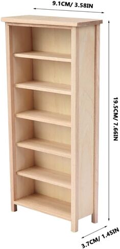 DOITOOL 1 12 Scale Mini Wooden Bookcase Model for Dollhouse Vertical Bookshelf Display with Durable Eco-Friendly Material for DIY Crafts Miniature Home Decor and Kids 7.67X3.58X1.45In in Saudi Arabia