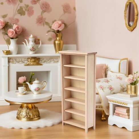 DOITOOL 1 12 Scale Mini Wooden Bookcase Model for Dollhouse Vertical Bookshelf Display with Durable Eco-Friendly Material for DIY Crafts Miniature Home Decor and Kids 7.67X3.58X1.45In in Saudi Arabia