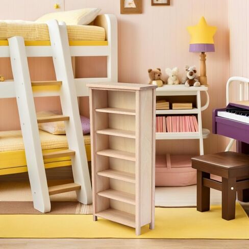 DOITOOL 1 12 Scale Mini Wooden Bookcase Model for Dollhouse Vertical Bookshelf Display with Durable Eco-Friendly Material for DIY Crafts Miniature Home Decor and Kids 7.67X3.58X1.45In in Saudi Arabia