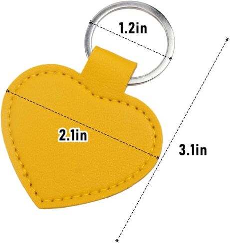 DQITJ 8 Pcs PU Leather Keychain Blanks Bulk Heart-shaped Laser Engraving Keychain Leather Fob Kit with Key Rings for DIY Craft ID Key Cards Craft Present Making (Yellow) in Saudi Arabia