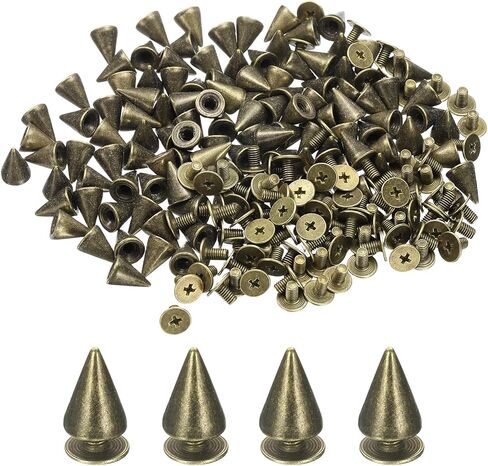 uxcell 110 Sets Spikes and Studs, 7 x 13mm Cone Spikes Screw Back Studs Rivets, Cone Punk Spikes Rivet for Clothing Belts Bags DIY Leather Crafts, Silver in Saudi Arabia