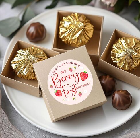 ملصقات عيد ميلاد الفراولة، ملصقات هدايا لحفلات أعياد الميلاد الأولى من بيري، ملصقات دائرية مقاس 1.6 بوصة لحقائب الهدايا والهدايا، ملصقات "شكرًا لك على الاحتفال بعيد ميلادي الأول من بيري"، 120 قطعة in Kuwait