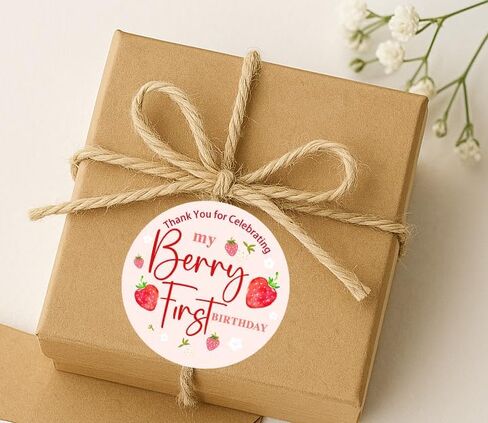ملصقات عيد ميلاد الفراولة، ملصقات هدايا لحفلات أعياد الميلاد الأولى من بيري، ملصقات دائرية مقاس 1.6 بوصة لحقائب الهدايا والهدايا، ملصقات "شكرًا لك على الاحتفال بعيد ميلادي الأول من بيري"، 120 قطعة in Kuwait