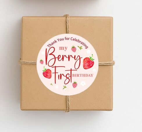 ملصقات عيد ميلاد الفراولة، ملصقات هدايا لحفلات أعياد الميلاد الأولى من بيري، ملصقات دائرية مقاس 1.6 بوصة لحقائب الهدايا والهدايا، ملصقات "شكرًا لك على الاحتفال بعيد ميلادي الأول من بيري"، 120 قطعة in Kuwait