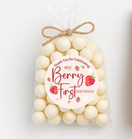 ملصقات عيد ميلاد الفراولة، ملصقات هدايا لحفلات أعياد الميلاد الأولى من بيري، ملصقات دائرية مقاس 1.6 بوصة لحقائب الهدايا والهدايا، ملصقات "شكرًا لك على الاحتفال بعيد ميلادي الأول من بيري"، 120 قطعة in Kuwait